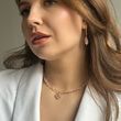 Рожеве кришталеве кольє з сердечком в золоті 824 фото