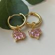 Сережки конго з рожевим серцем